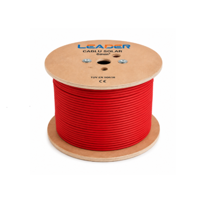 Cablu fotovoltaic LEADER H1Z2Z2-K 1×6 mm² roșu – 1500 V DC, 500 m/tambur